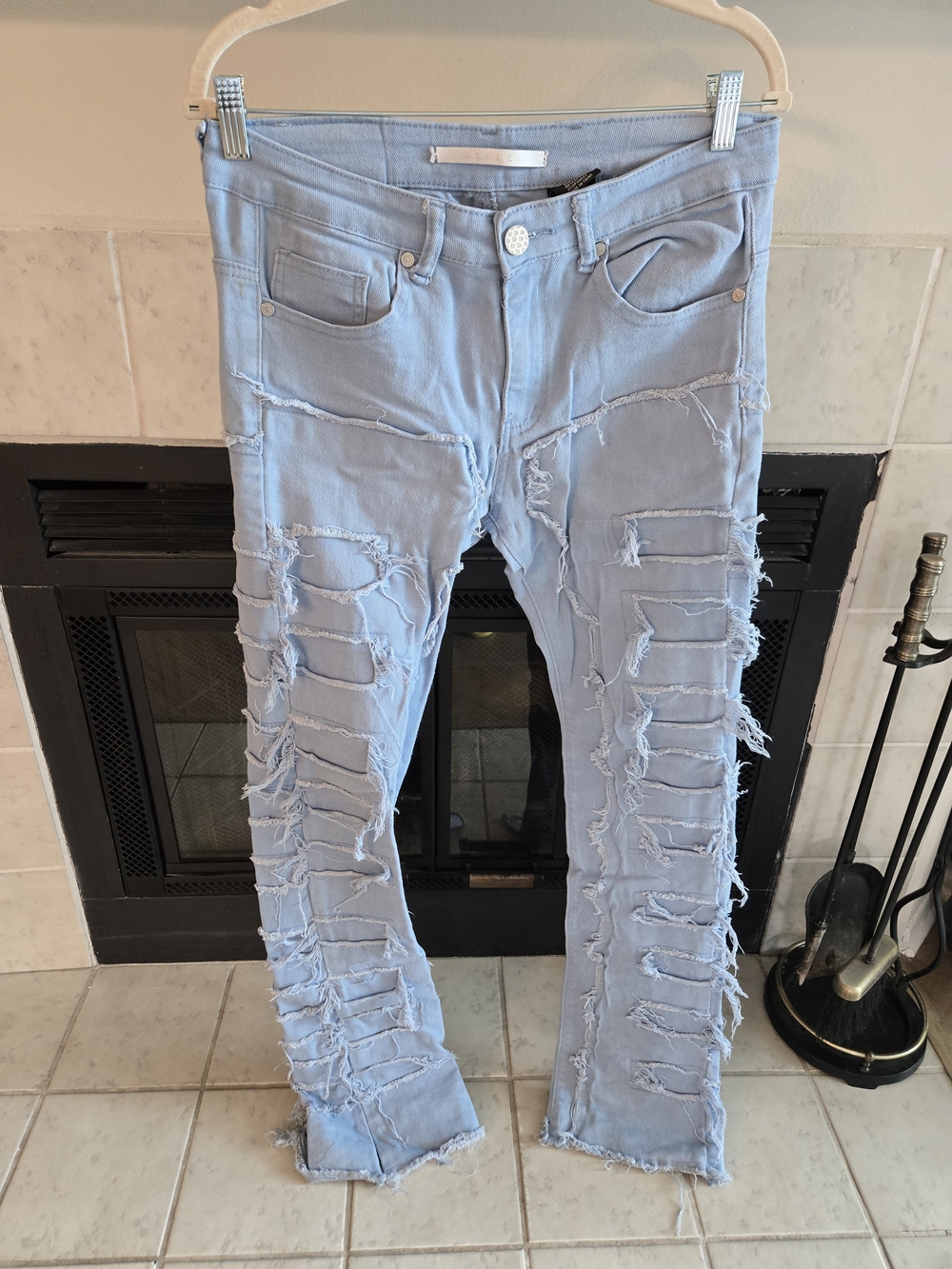 Cloud 9 Light Blue Distressed Skinny Jeans